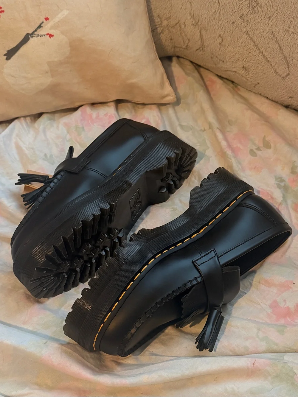Dr. Martens Black Tassel Kiltie Platform Loafers